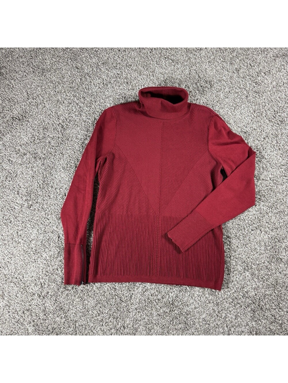 WHITE HOUSE BLACK MARKET Burgundy Cowl Neck Sweater Size L Zip Sleeve